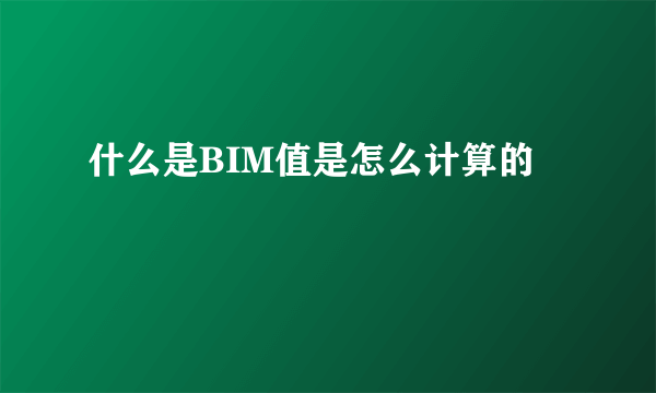 什么是BIM值是怎么计算的