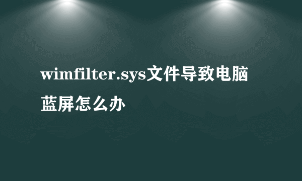 wimfilter.sys文件导致电脑蓝屏怎么办