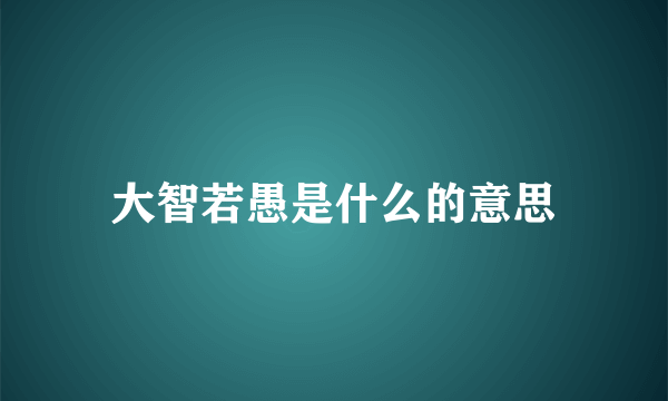 大智若愚是什么的意思