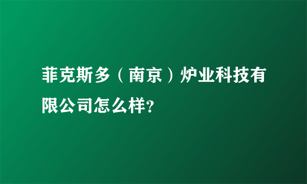 菲克斯多（南京）炉业科技有限公司怎么样？