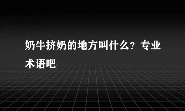 奶牛挤奶的地方叫什么？专业术语吧