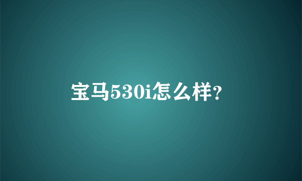 宝马530i怎么样？