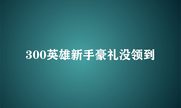 300英雄新手豪礼没领到