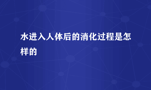 水进入人体后的消化过程是怎样的