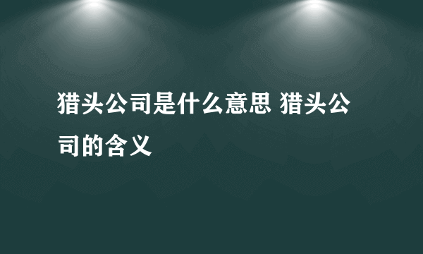 猎头公司是什么意思 猎头公司的含义