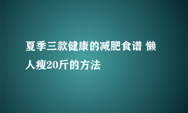 夏季三款健康的减肥食谱 懒人瘦20斤的方法