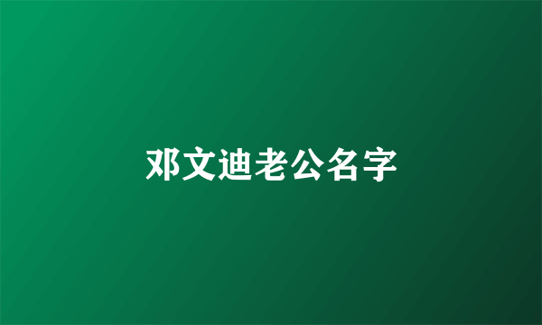 邓文迪老公名字