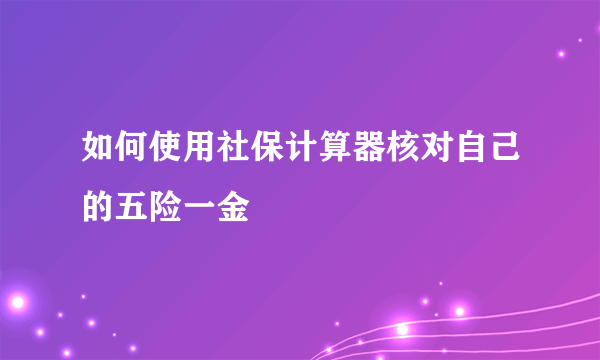 如何使用社保计算器核对自己的五险一金