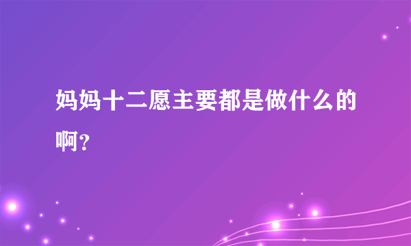 妈妈十二愿主要都是做什么的啊？