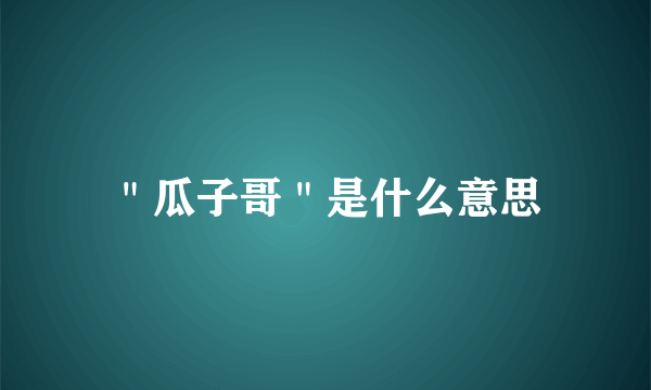 ＂瓜子哥＂是什么意思