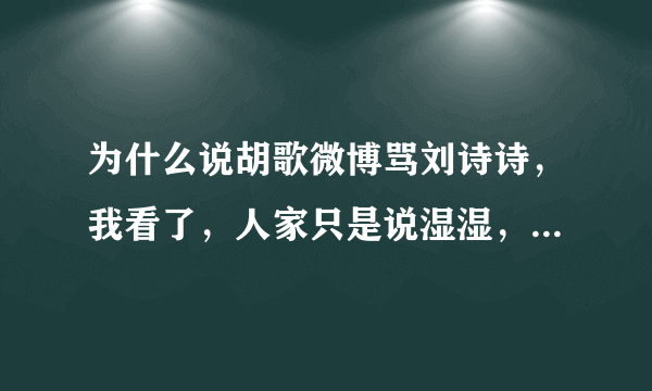 为什么说胡歌微博骂刘诗诗，我看了，人家只是说湿湿，开个玩笑而已，朋友之间，怎么老有人黑我胡？