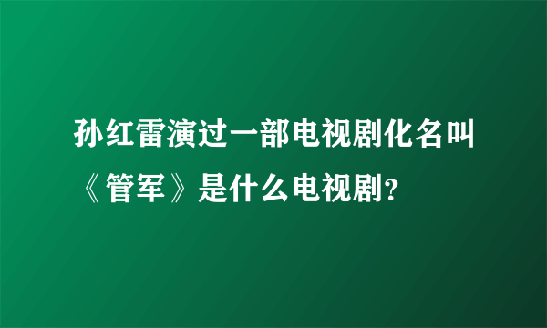 孙红雷演过一部电视剧化名叫《管军》是什么电视剧？