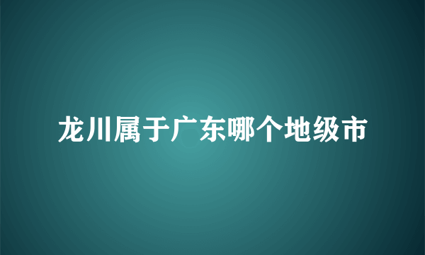 龙川属于广东哪个地级市