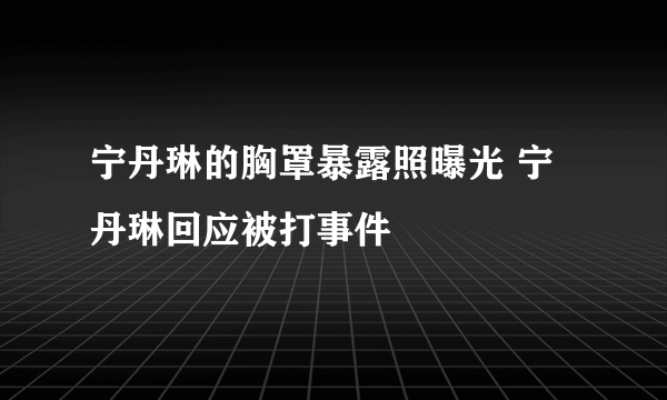 宁丹琳的胸罩暴露照曝光 宁丹琳回应被打事件