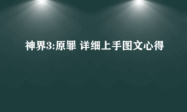 神界3:原罪 详细上手图文心得