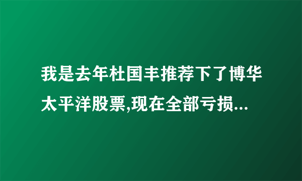 我是去年杜国丰推荐下了博华太平洋股票,现在全部亏损了.我干怎么办？