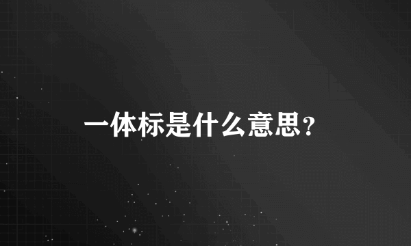 一体标是什么意思？