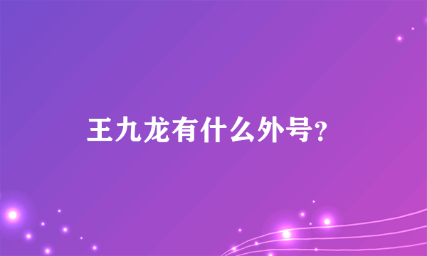 王九龙有什么外号？