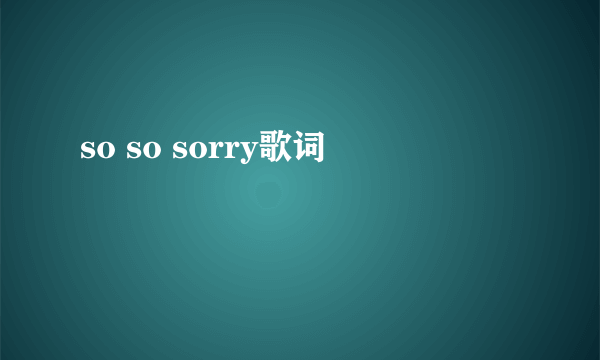 so so sorry歌词