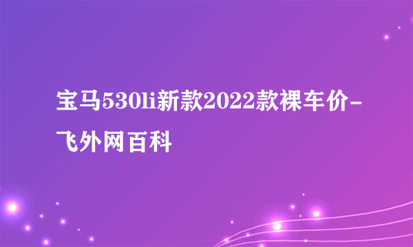 宝马530li新款2022款裸车价-飞外网百科