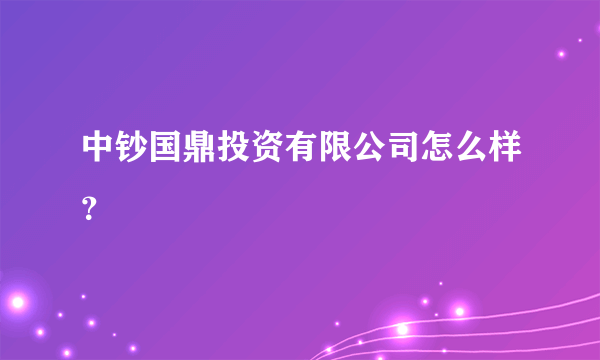 中钞国鼎投资有限公司怎么样？