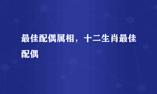 最佳配偶属相，十二生肖最佳配偶