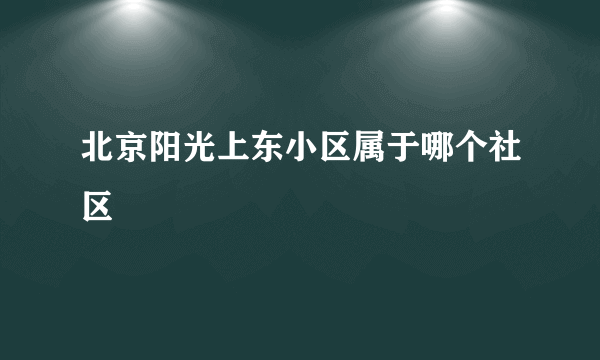 北京阳光上东小区属于哪个社区