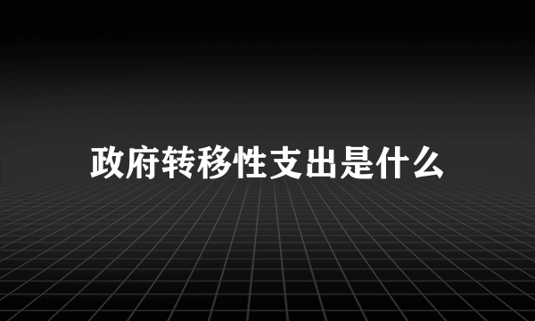 政府转移性支出是什么