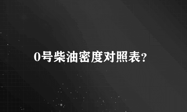 0号柴油密度对照表？