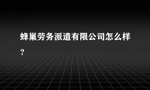 蜂巢劳务派遣有限公司怎么样？