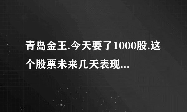 青岛金王.今天要了1000股.这个股票未来几天表现如何.帮忙分析一下.