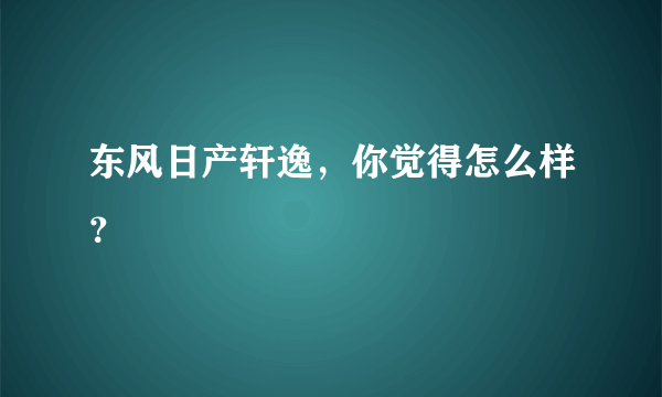 东风日产轩逸，你觉得怎么样？