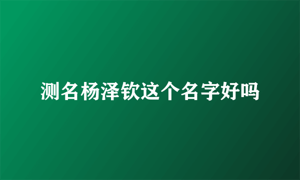 测名杨泽钦这个名字好吗