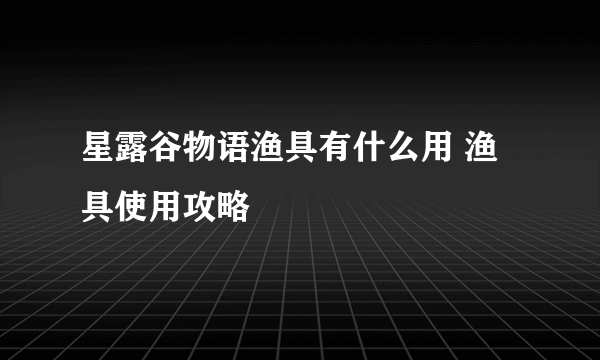 星露谷物语渔具有什么用 渔具使用攻略