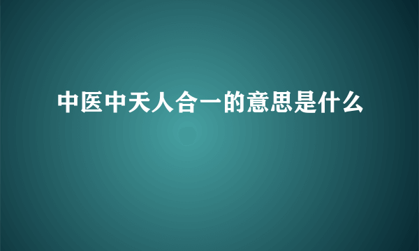 中医中天人合一的意思是什么