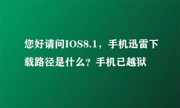 您好请问IOS8.1，手机迅雷下载路径是什么？手机已越狱