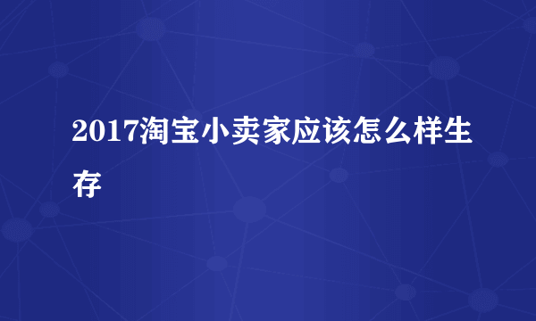 2017淘宝小卖家应该怎么样生存