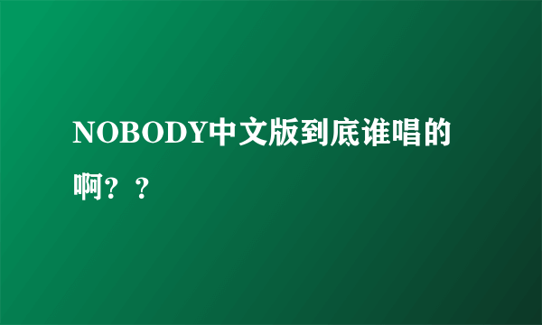 NOBODY中文版到底谁唱的啊？？