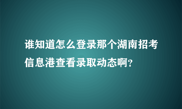 谁知道怎么登录那个湖南招考信息港查看录取动态啊？