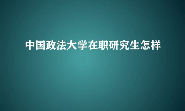 中国政法大学在职研究生怎样