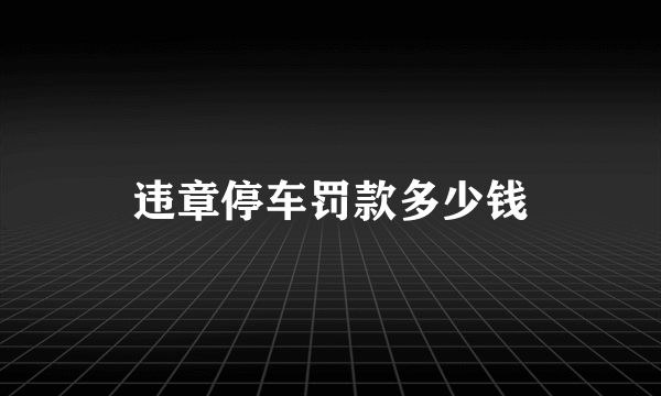 违章停车罚款多少钱