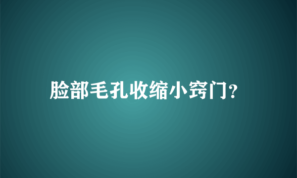 脸部毛孔收缩小窍门？