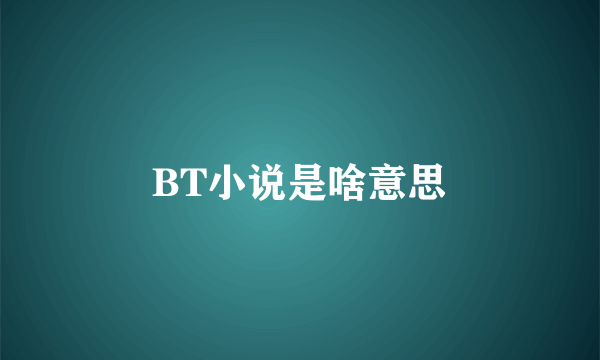 BT小说是啥意思