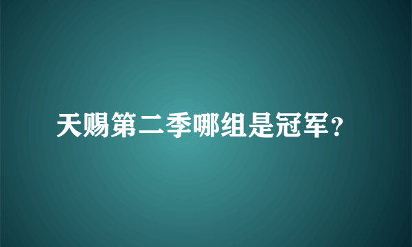 天赐第二季哪组是冠军？