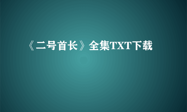 《二号首长》全集TXT下载