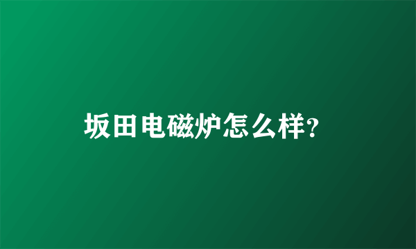 坂田电磁炉怎么样？