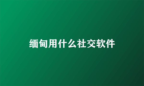 缅甸用什么社交软件