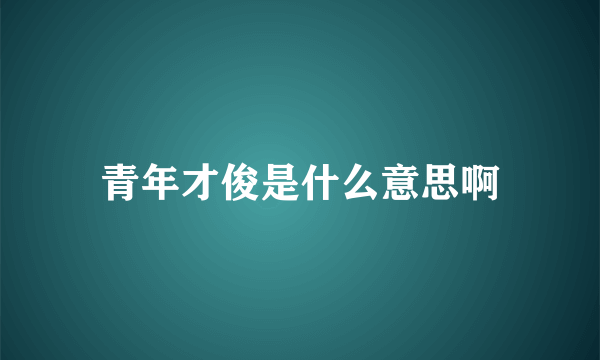 青年才俊是什么意思啊