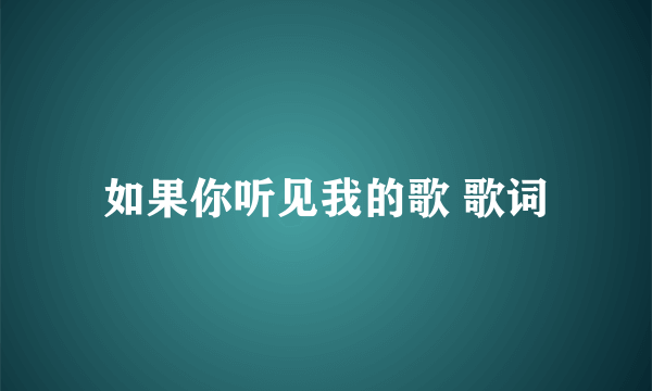 如果你听见我的歌 歌词