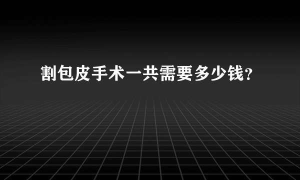 割包皮手术一共需要多少钱？